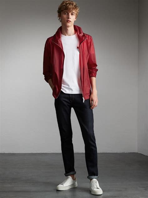 burberry men's hooded super-lightweight jacket crimson pink|farfetch burberry jackets.